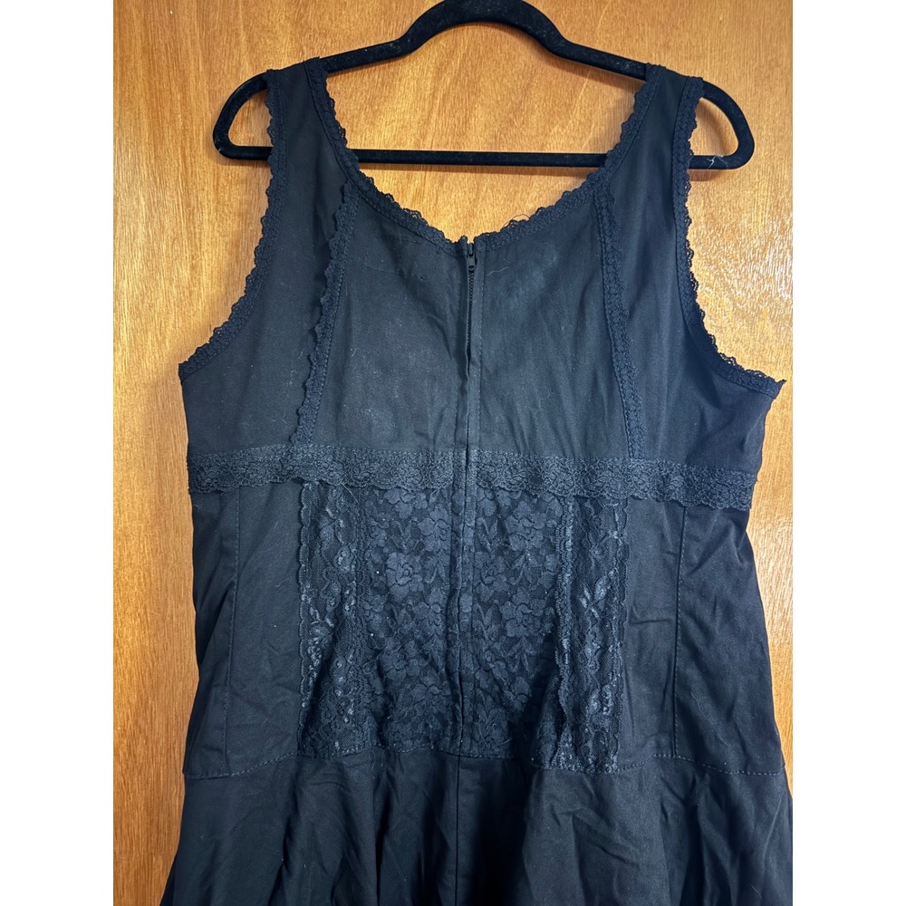 Tripp NYC Black Lace Trim Ruffle Hem Gothic Mini Dress Sleeveless Punk - Picture 4 of 11